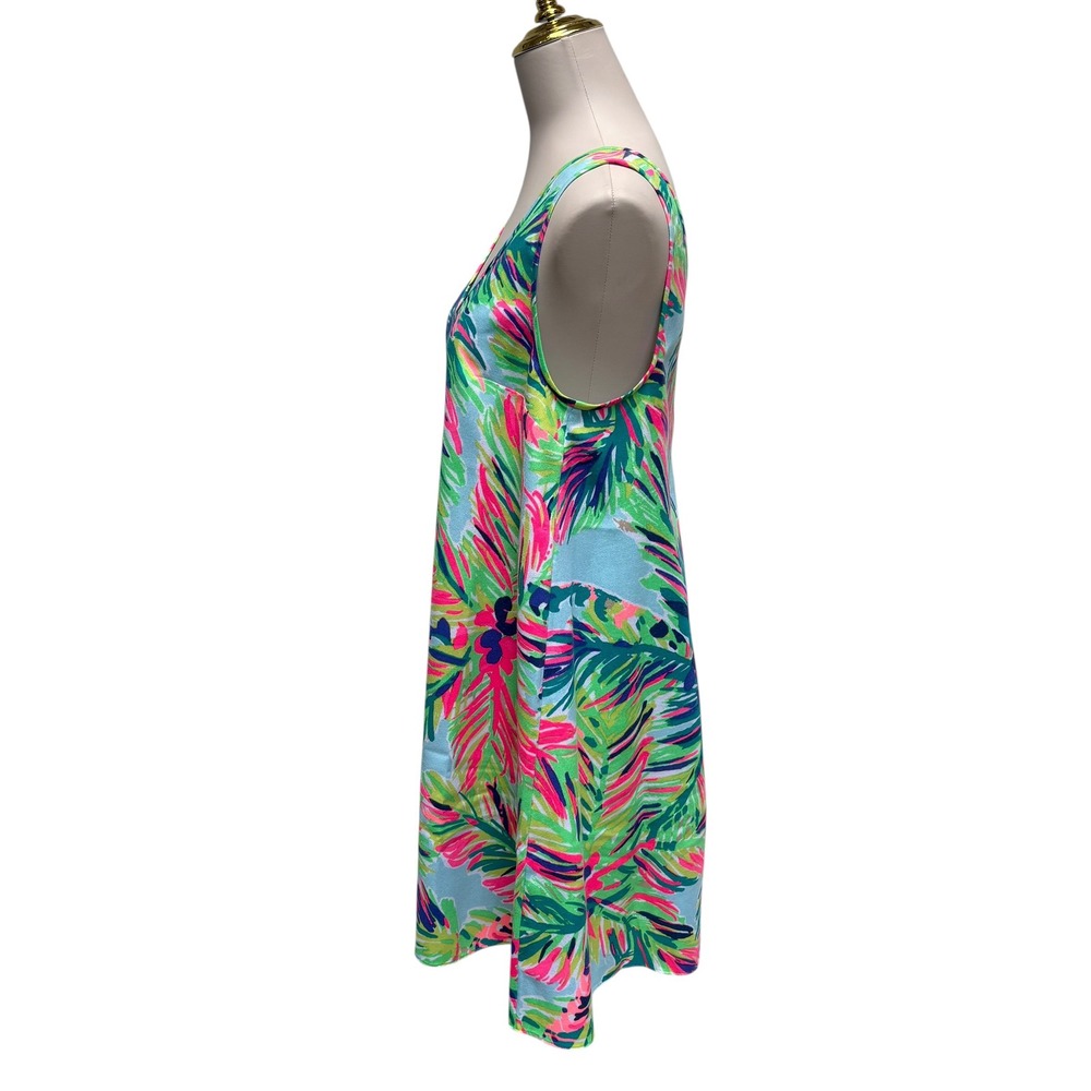 Lilly Pulitzer Anamaria Shift Dress M Multicolor Tropical Palm Leaf V-Back Bold - Picture 3 of 9